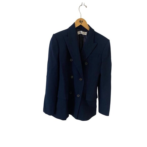 Zara Women's Blue Button Front Long Sleeve Blazer Jacket - XS - Picture 1 of 15